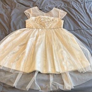 Youngland Ivory Formal Kids Dress with Embroidered Bodice